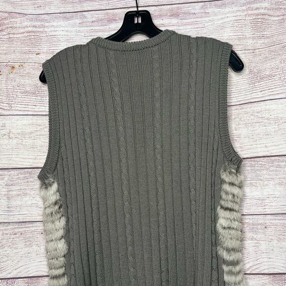 J. McLaughlin Merino Wool & Rabbit Sleeveless Fur Vest Size Medium - Picture 8 of 9